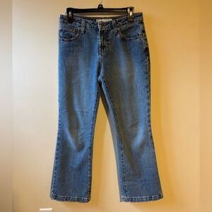 Low rise boot cut denim jeans